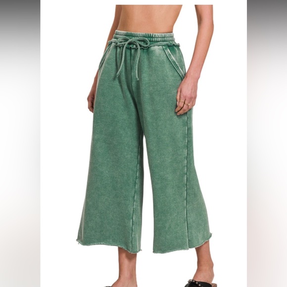 36 Acid Washed French Terry Palazzo Pants - Picture 3 of 3